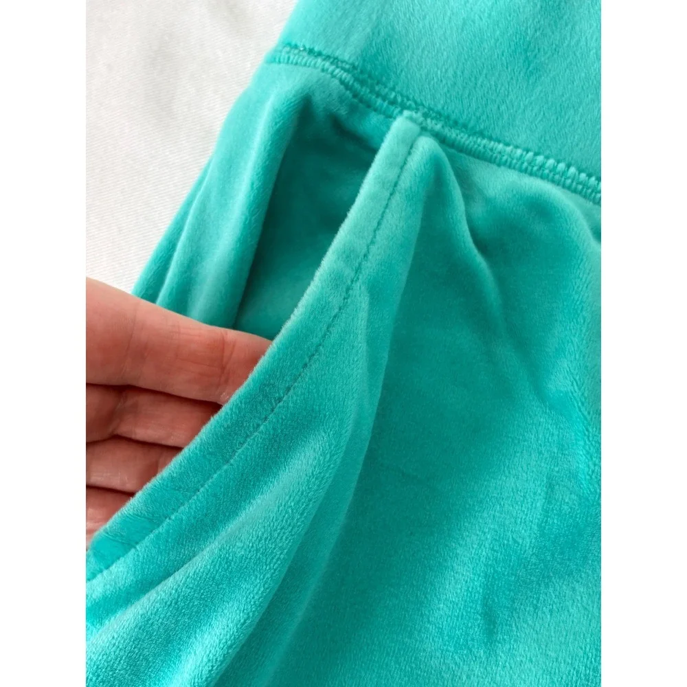 Juicy Couture Teal Blue Velour Rhinestone Logo Lounge Shorts Womens Large new